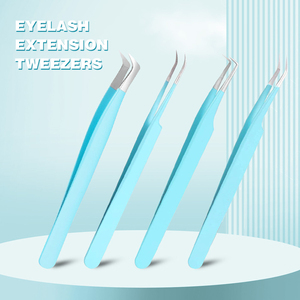 Profesional 5 uds punta de fibra pinzas de pestañas de volumen curvo herramienta de belleza de acero inoxidable alto extensiones de pestañas azul hecho Pakistán - Product Image 6