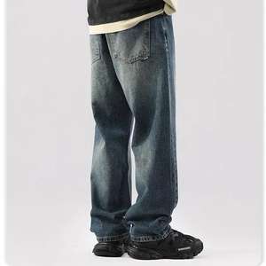 กางเกงยีนส์ชายรุ่นเฮฟวีเวตสไตล์อเมริกันวินเทจปรับแต่งได้มีกระดุมดีไซน์ขาตรงระบายอากาศได้ดีสำหรับฤดูใบไม้ผลิฤดูร้อน - Product Image 3