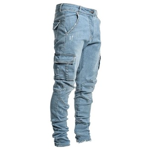 Mode couleur unie hommes pantalons décontractés Stretch jean maigre travail pantalon mâle lavage Slim Fit pour fermeture éclair jean hommes vêtements - Product Image 6