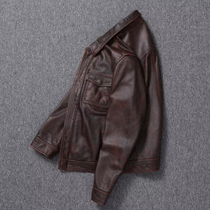 Veste en cuir véritable marron vieilli vintage motard de moto pour hommes vestes de haute qualité personnalisées brodées neuves - Product Image 5