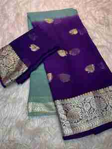 Georgette en viscose d'excellente qualité avec bordure en jacquard Saree Femme Fabricant et fournisseur de mode de Surat - Product Image 4