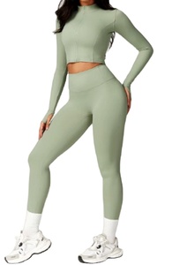 ชุดออกกำลังกายแฟชั่นใหม่ ขายส่ง เสื้อแขนยาว ชุดกีฬาเอวสูง ไร้รอยต่อ ชุดโยคะ ชุดออกกำลังกาย 2026 - Product Image 5