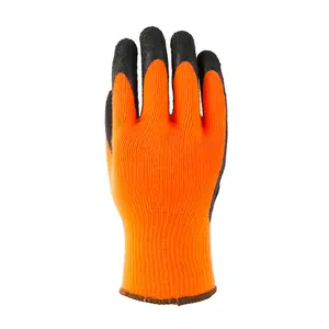 Rubber Dipped Red Polyester Work Gloves Latex And Nylon Coated Polyester Anti Slip Grip Heavy Duty Working Glove