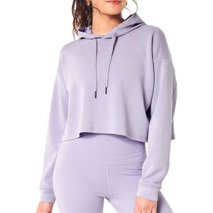 Haut court à capuche pour femmes/filles qualité impression personnalisée à manches longues femmes sweats/haute qualité respirant - Product Image 1