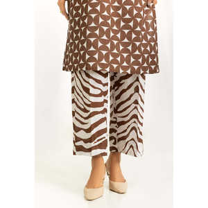 Conjunto Casual de Dos Piezas para Mujer, Estampado en Cambray Marrón, Tallas XS-XL, para Primavera/Verano, Blusa de Manga Tres Cuartos - Product Image 6