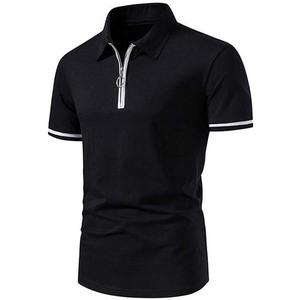 Polos deportivos de algodón 100% para hombre, jersey de manga corta con cremallera de secado rápido para entrenamiento de gimnasia, estampado para correr para primavera - Product Image 2
