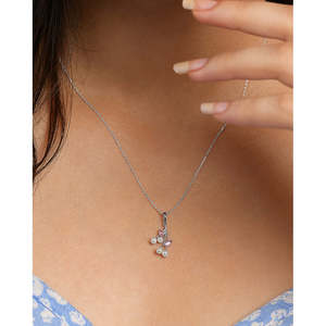 จี้มุกเงินรูปทรงเพชรทรงมาร์ควิสพร้อมสายโซ่ - Product Image 4