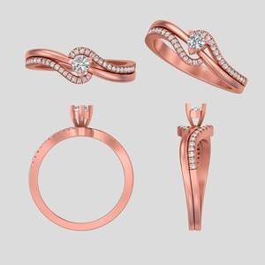 Bague en or rose 14 carats avec diamant solitaire BIJOUX de luxe pour femmes pour mariages anniversaires fiançailles fêtes ou cadeaux - Product Image 1