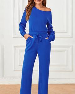 Combinaisons longues pour femmes minces, habillées décontractées, 2026, épaules dénudées, une pièce, pantalon large, combinaisons longues - Product Image 3