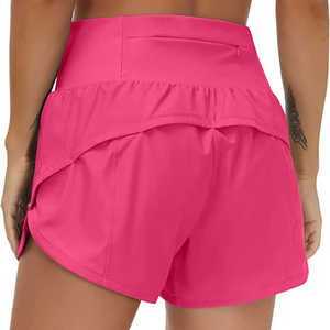Short de sport pratique taille haute pour femme avec poche sans couture à cordon réglable et décoration à motif pour le yoga et le sport - Product Image 5