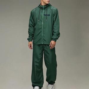 Custom Made 100% Nylon Lightweight Solid Color Relaxed Fit Tracksuit for Men Custom Embroidery Logo Windbreaker <b>Sweat</b> suit - Product Image 4
