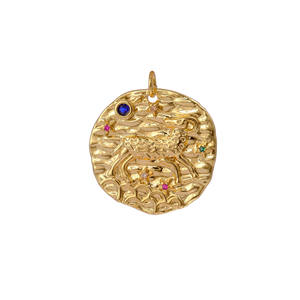 Colgante Redondo Estilo Mosaico Bohemio, Chapado en Oro, Latón, Piedras Preciosas Multicolores, Joyería para Mujer, Niños, Regalo de Fiesta, Boda - Product Image 5