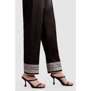 Pantalón de Cambray Negro de Cintura Alta para Mujer, Sin Costuras, con Decoración Bordada a Mano, Transpirable y Elegante - Product Image 4