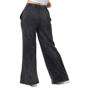 Pantalones Deportivos de Mujer de Alta Calidad, 100% Algodón, Estilo Acampanado, Cintura Alta Elástica, con Logotipo, Lavado Ácido, para Invierno - Product Image 5