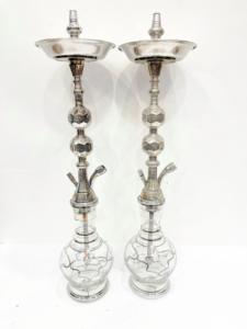 Premium lujo tradicional egipcio Shisha plata latón macizo dos niveles Mini Hookah profundo grabado a mano vástago de acero inoxidable - Product Image 5
