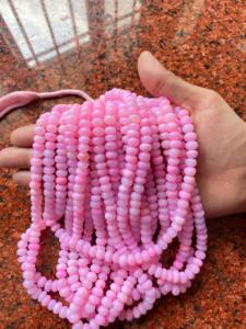 Perles Rondelles de pierres précieuses opale rose clair 16 pouces brin fabrication de bijoux perles de pierres précieuses 8-10 MM perles de forage - Product Image 2