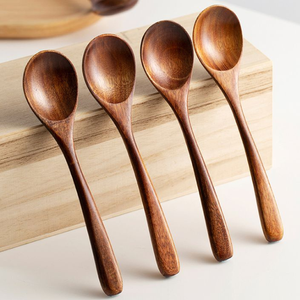 Cucharas de sopa de madera con mango de madera Longan personalizadas, cuchara mezcladora de Loto Azul para cocinar y utensilios para revolver dietéticos - Product Image 4