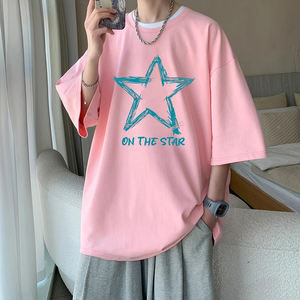 Camiseta de hombro caído de gran tamaño de algodón 100% de alta calidad para hombres Camiseta personalizable con estampado de peso pesado Street Wear Style - Product Image 1