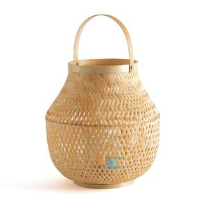 Linterna de suelo natural moderna Vietrustic velas y soportes de vidrio linterna de ratán de bambú linternas colgantes para exteriores - Product Image 2