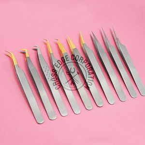 Agarre de diamante a granel, pinzas antideslizantes para pestañas de 45 grados, punta de fibra en ángulo clásica curva Individual, pinzas de volumen para botas Maga duraderas - Product Image 1