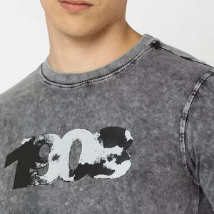 Camiseta de lavado ácido de algodón 100%, camiseta de lavado ácido desgastado Vintage para hombre, camisetas de gran tamaño lavadas con ácido al por mayor para hombre - Product Image 5