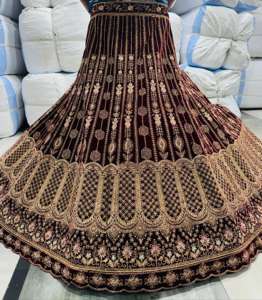 Indian Pakistani Style Women's Wedding Adults Clothing Full <b>Velvet</b> Lehenga Choli Dupatta <b>Blouse</b> Embroidery Work Elegant Wedding - Product Image 2