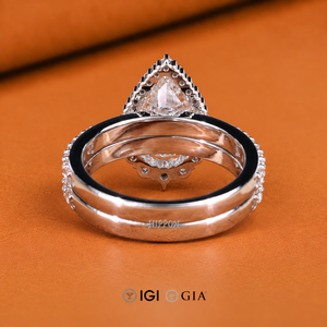 Bague en diamant en forme de goutte d'eau avec alliance, bague de fiançailles en diamant de laboratoire, ensemble de mariage en diamant, bague en diamant en forme de poire - Product Image 4