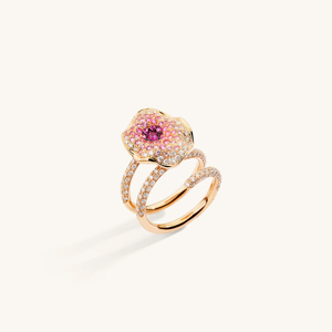 Rose Gold Flower <b>Ring</b> with Pink and White Gemstones Elegant Floral Statement Women Fashion Jewelry - Product Image 2