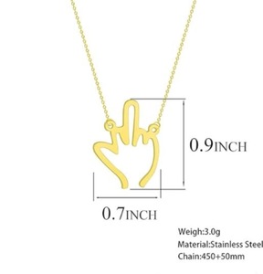 Collier pendentif doigt moyen en acier inoxydable, collier de geste drôle pour femmes hommes bijoux de style streetwear - Product Image 4