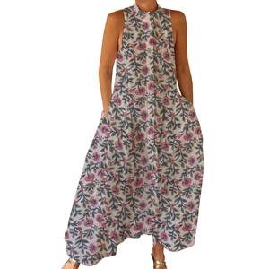 Mono de Fiesta sin Mangas con Espalda Descubierta, Cuello Redondo, Ajustado, Informal, Estampado Floral, para Mujer, Primavera/Verano, Gran Oferta - Product Image 1