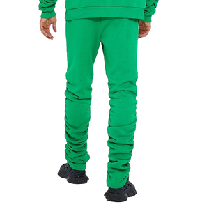 Custom Design Stacked Sweatpants <b>Tracksuit</b> Green Color Pullover Full Sleeve Cotton <b>Polyester</b> Jogging Running <b>Tracksuit</b> For Adult - Product Image 5