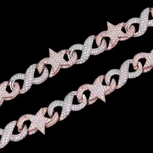 คุณภาพสูง VVS สร้อยคอเพชร2โทนสีไมอามี่ฮิปฮอปอินฟินิตี้14K/18K ทองคำขาวที่ได้รับแรงบันดาลใจจากธรรมชาติแร็ปเปอร์ดาว - Product Image 3