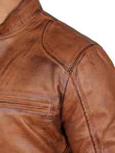 Veste en cuir matelassée à capuche longue sur mesure pour homme Marron clair en peau de mouton Imperméable Mode d'hiver - Product Image 3