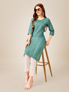 Entièrement cousu rayonne coton magique Slub Kurti complexe broderie impression indienne Viscose dames filles mariage pakistanais ethnique - Product Image 5