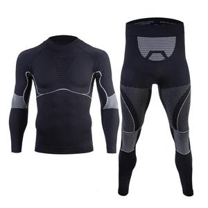 2pcs Set Skinny Gym Fitness Yoga Wear Solid Pattern Compression Base Layer Shirt Top and Pants Leggings Man Tracksuits - Product Image 2