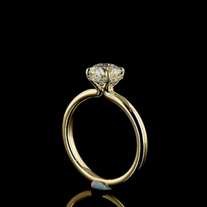 1.13 Cts 14K <b>Yellow</b> Gold Round Shape Hidden Halo Engagement Ring Luxury Handcrafted Bridal Diamond Jewelry - Product Image 1
