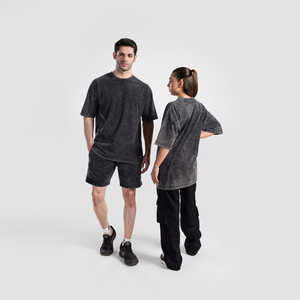 เสื้อยืดซักได้ทั้งชายและหญิงผ้าคอตตอนสไตล์สตรีทแวร์โอเวอร์ไซส์ผ้าคอตตอนเสื้อเจอร์ซี่ด้านหน้าดีไซน์ฟอกวินเทจสำหรับผู้ชายเสื้อผ้า100% ตามสั่ง - Product Image 2