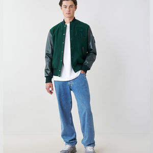 แจ็กเก็ตบอมเบอร์สำหรับผู้ชายเสื้อแจ็คเก็ตแขนหนังแบบลำลองออกแบบโลโก้ได้ตามต้องการสำหรับฤดูหนาว - Product Image 3