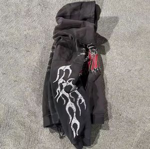 Dernier modèle de sweat-shirt surdimensionné à patchs de détresse Streetwear personnalisé vintage pour hommes sweat à capuche en éponge française - Product Image 6