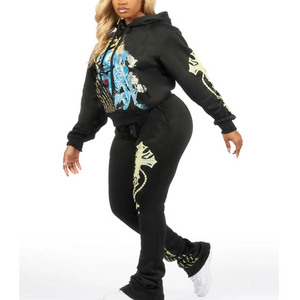 Conjunto Deportivo de Moda para Mujer, Cintura Extra Alta, Corte Ajustado, Chaqueta con Cremallera y Pantalones Jogger para Uso Diario y Casual - Product Image 4