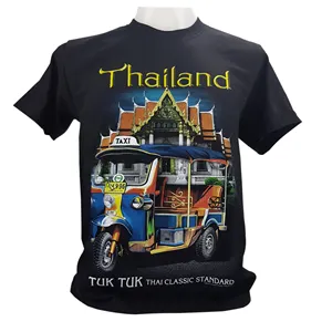 TukTuk kaus ukuran XL Thailand 100% katun antik kerah O asli Thai desain grafis kualitas Premium cetakan layar
