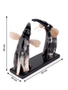 Handcrafted Buffalo Horn <b>Elephant</b> Pair on Black Base Decorative Sculpture for Elegant Home Display Inspired Cultural Accent - Product Image 3