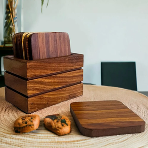 Posavasos de madera maciza para bebidas, juego de posavasos decorativos, decoración de mesa estilo granja, base antideslizante disponible a precios al por mayor - Product Image 1