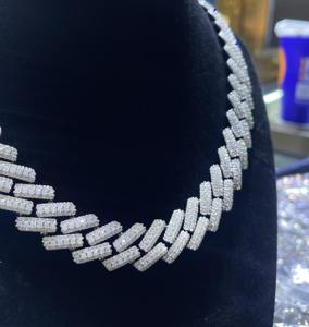 Moderno VVS Moissanite diamante 925 plata esterlina Iced Out Hip Hop collar cubano cadena de eslabones moda de lujo Bling joyería de los hombres - Product Image 3