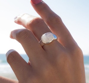 Oval Cut <b>Moonstone</b> <b>Ring</b> Handmade 925 Sterling Silver June Birthstone Boho Hippie Bohemian Statement Jewelry For Women - Product Image 3