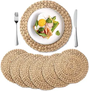 Basic Design Water Hyacinth Boho Style Wicker Placemats Natural Water Hyacinth Coasters <b>Table</b> <b>Mats</b> Wholesale - Product Image 5