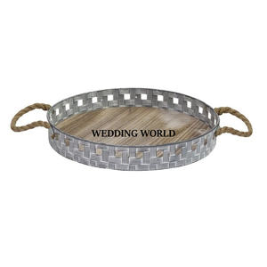 Table décorative en métal galvanisé écologique motif floral finition enduite de poudre forme carrée plateau de service de mariage fait à la main - Product Image 3