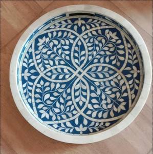 Bandeja de servicio de lujo con incrustaciones de hueso de diseño clásico para decoración de mesa, plato redondo con incrustaciones de hueso, platos y bandeja para servir para el hogar - Product Image 6