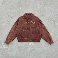 Veste bomber personnalisée pour homme, style pompier, avec boucle de pompier et fermoir à ressort, vintage, double couche, réversible, en flanelle et daim, avec lettres