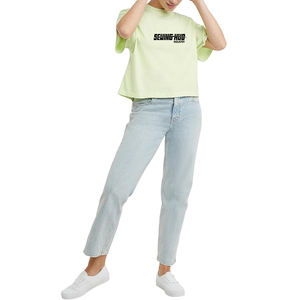 เสื้อยืดผ้าฝ้าย100แบบเรียบเต็มระบายได้ดีเสื้อยืดแขนสั้นสำหรับผู้หญิงเสื้อนอกและชุดลำลอง - Product Image 4